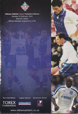 Oldham Athletic v Tranmere Rovers Match Programme 2002-02-19